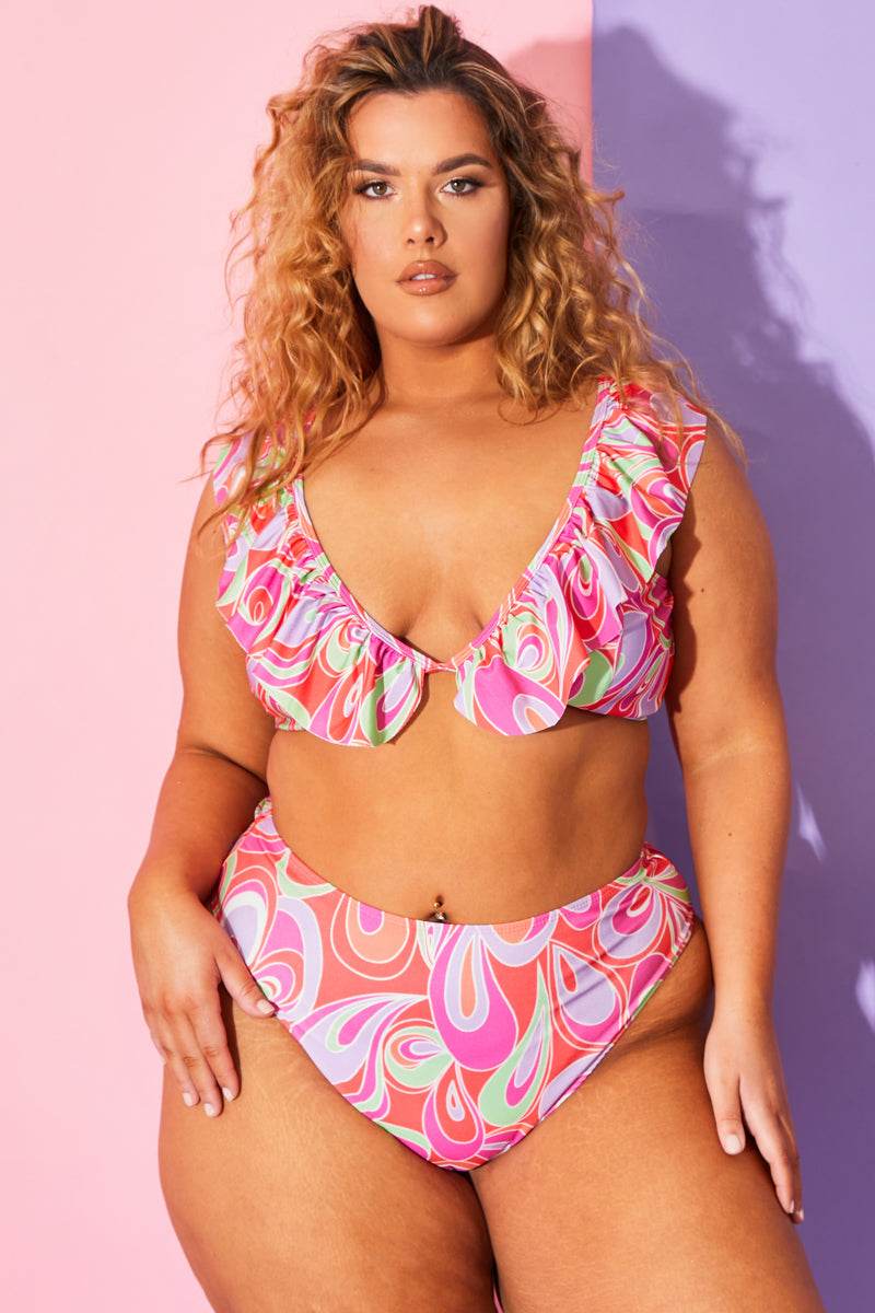 Abstract Print High Waisted Bikini Bottoms - Image 11