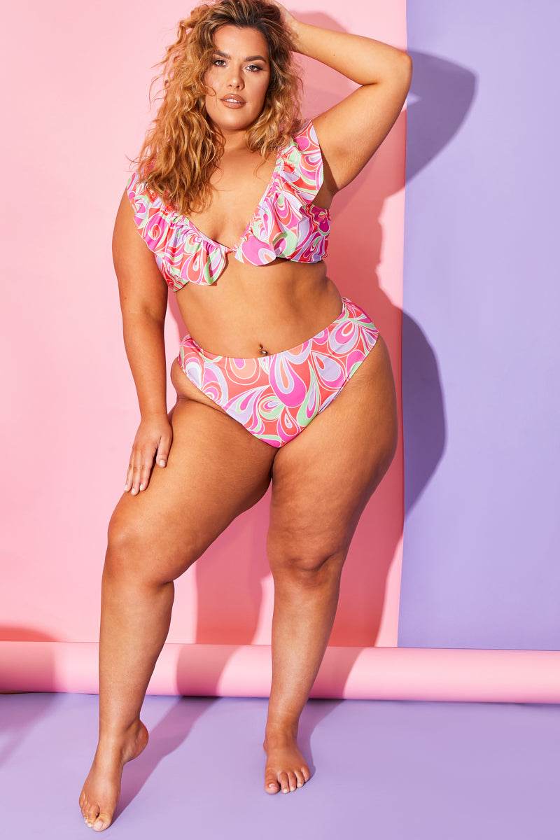 Abstract Print High Waisted Bikini Bottoms - Image 8