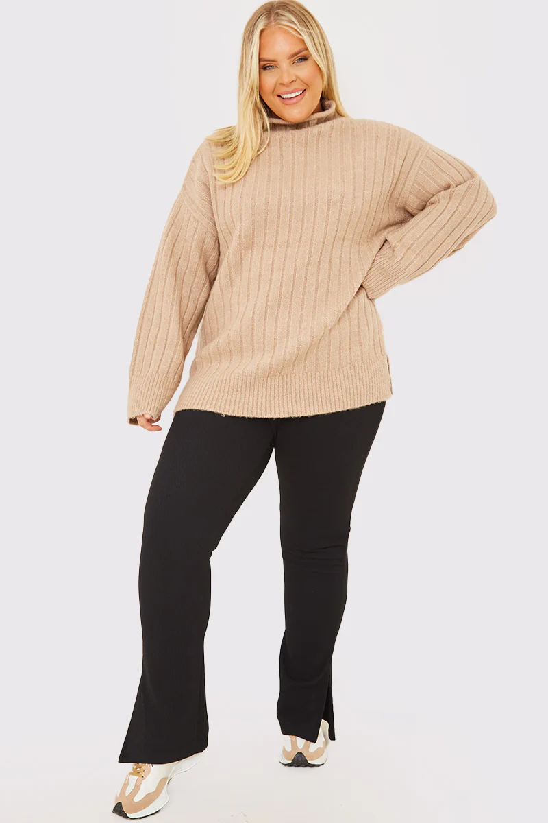 Compact Rib Split Hem Leggings - Image 4