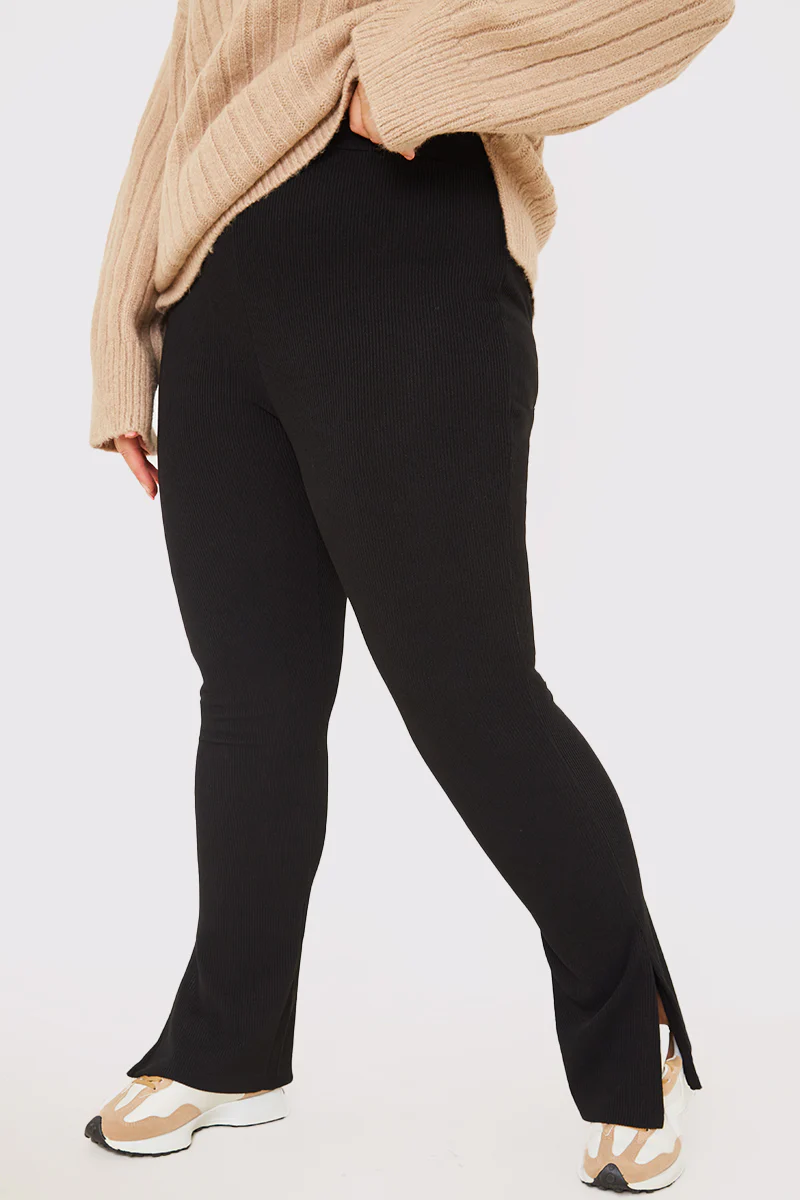 Compact Rib Split Hem Leggings - Image 5