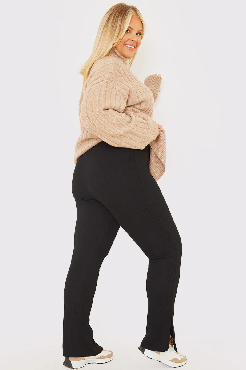 Compact Rib Split Hem Leggings - Image 6