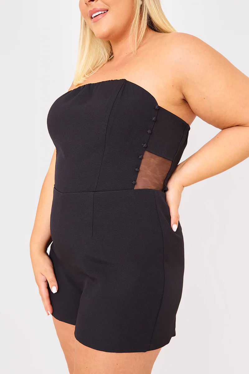 Mesh Insert Button Detail Playsuit - Image 7