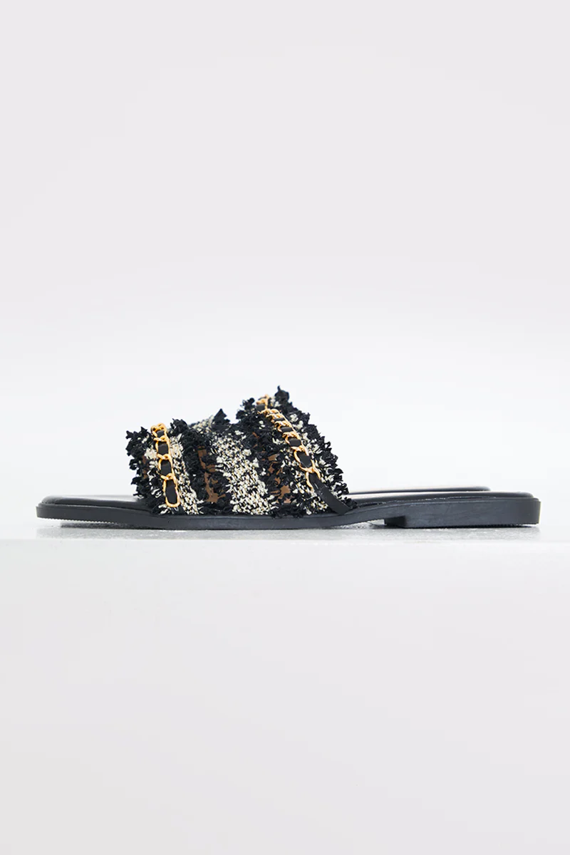 Metallic Faux Leather Flat Sandal - Image 3