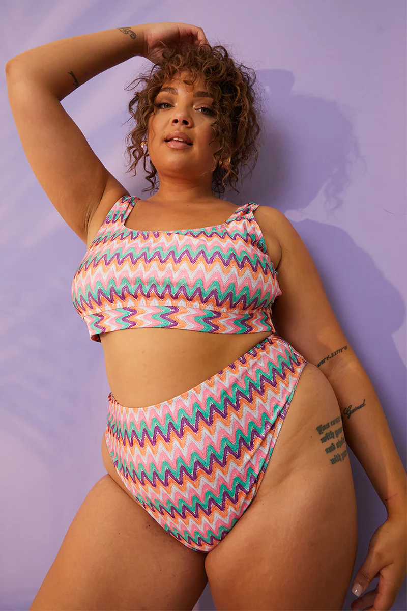 Multi Zig Zag High Waisted Bikini Bottoms - Image 13