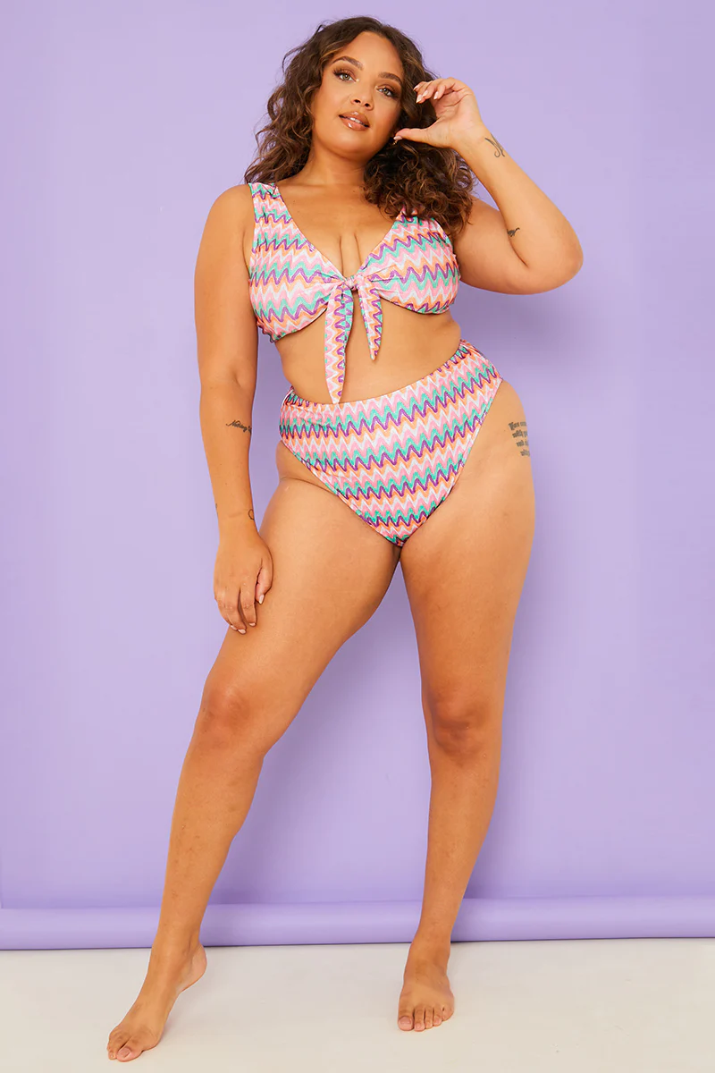 Multi Zig Zag High Waisted Bikini Bottoms - Image 6