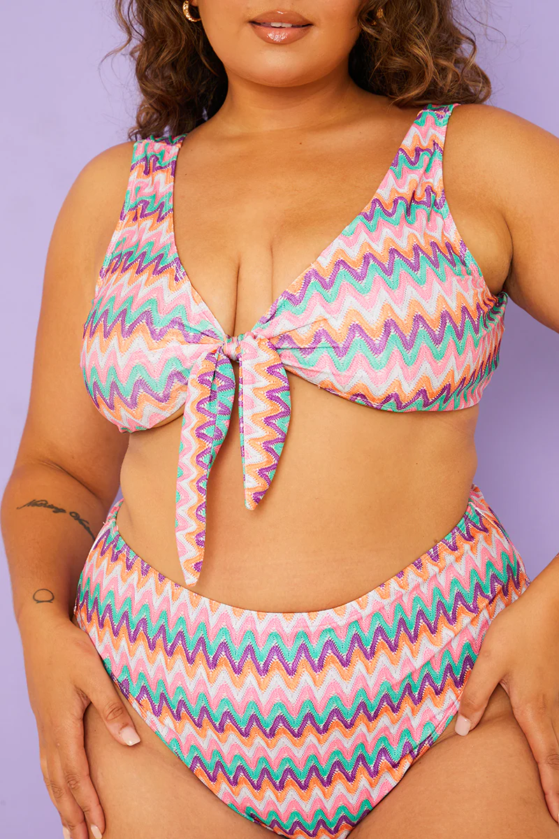 Multi Zig Zag High Waisted Bikini Bottoms - Image 7