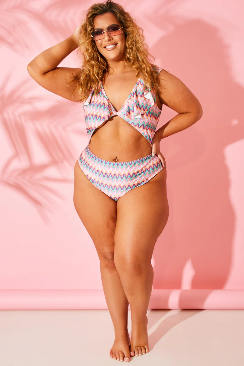 Multi Zig Zag Ruffle Swimsuit - Image 8