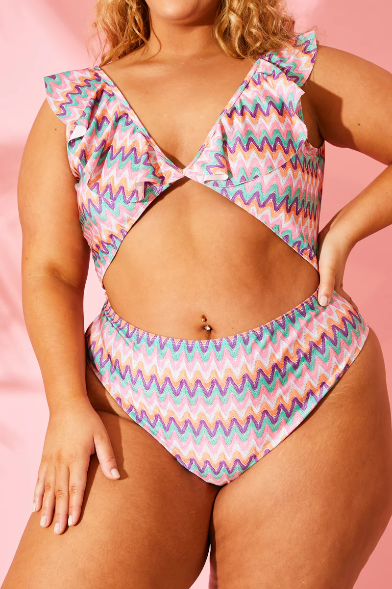 Multi Zig Zag Ruffle Swimsuit - Image 9