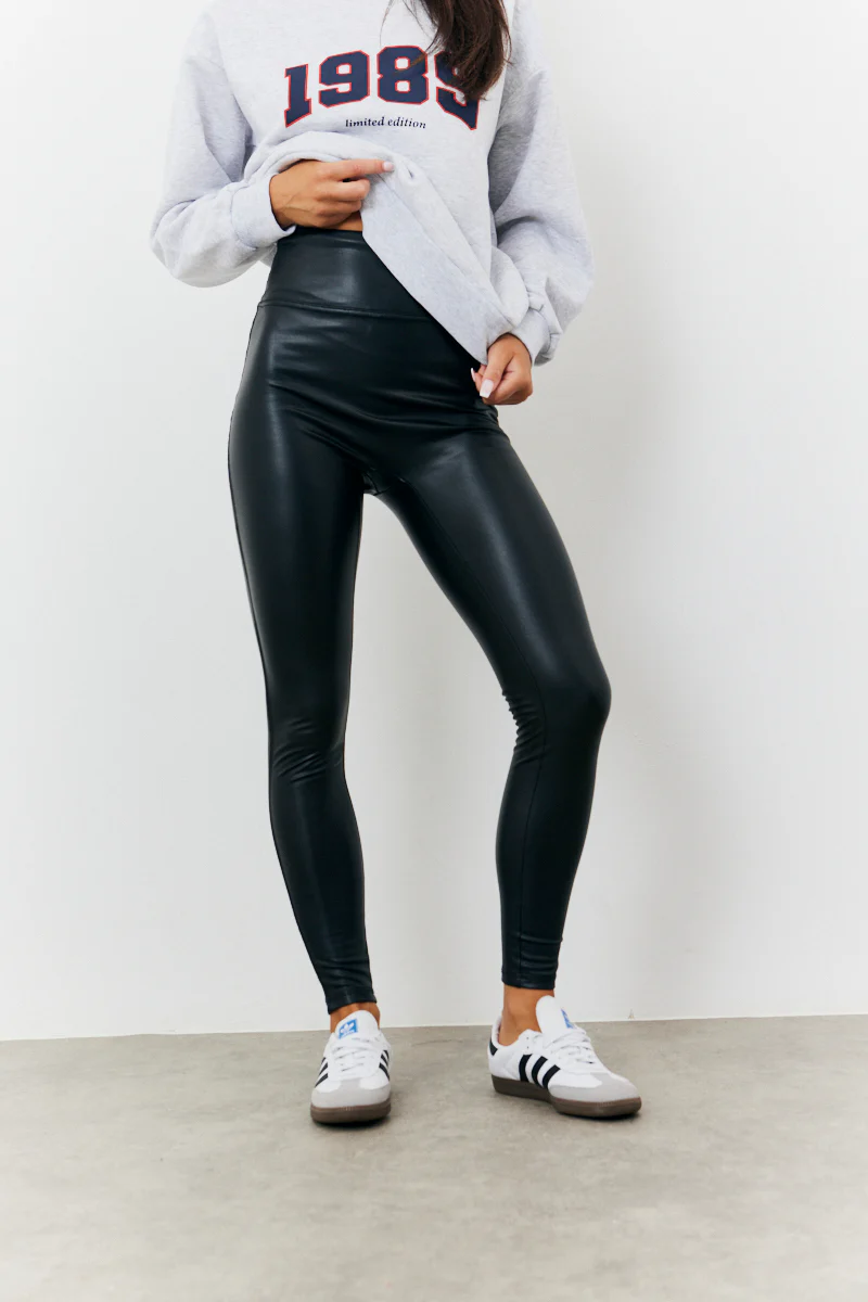 Perfect Sculpting High Waisted Leather Look Leggings - Image 18