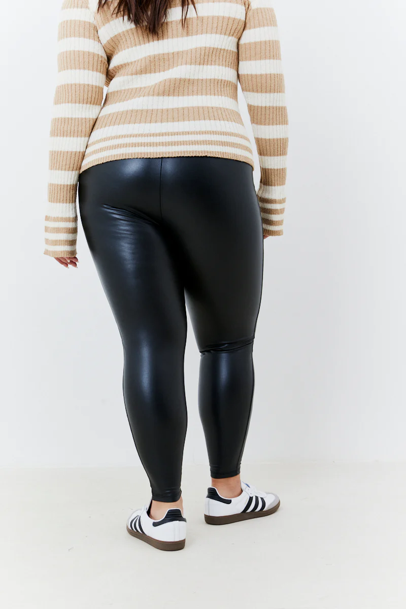 Perfect Sculpting High Waisted Leather Look Leggings - Image 32