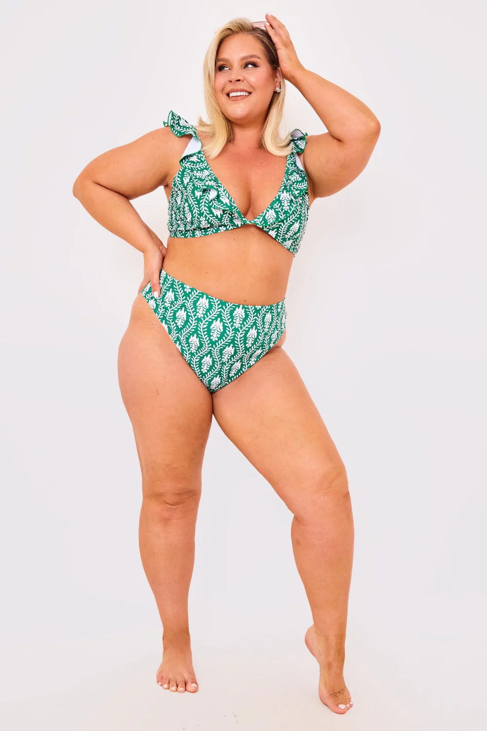 Printed High Waist High Leg Bikini Bottoms - Image 8