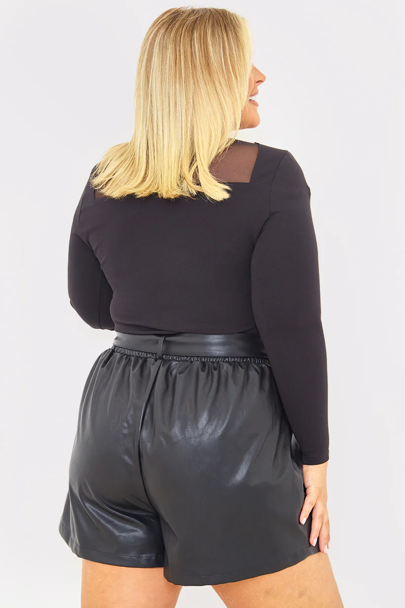 Leather Look Belted Shorts - Image 4