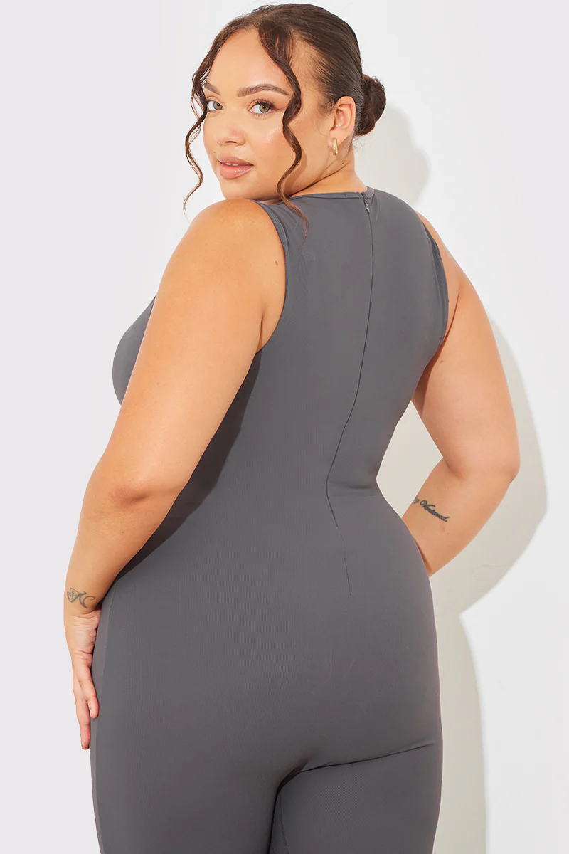 Built-In Bra Racer Neck Sleeveless Sculpt and Control Unitard - Image 11