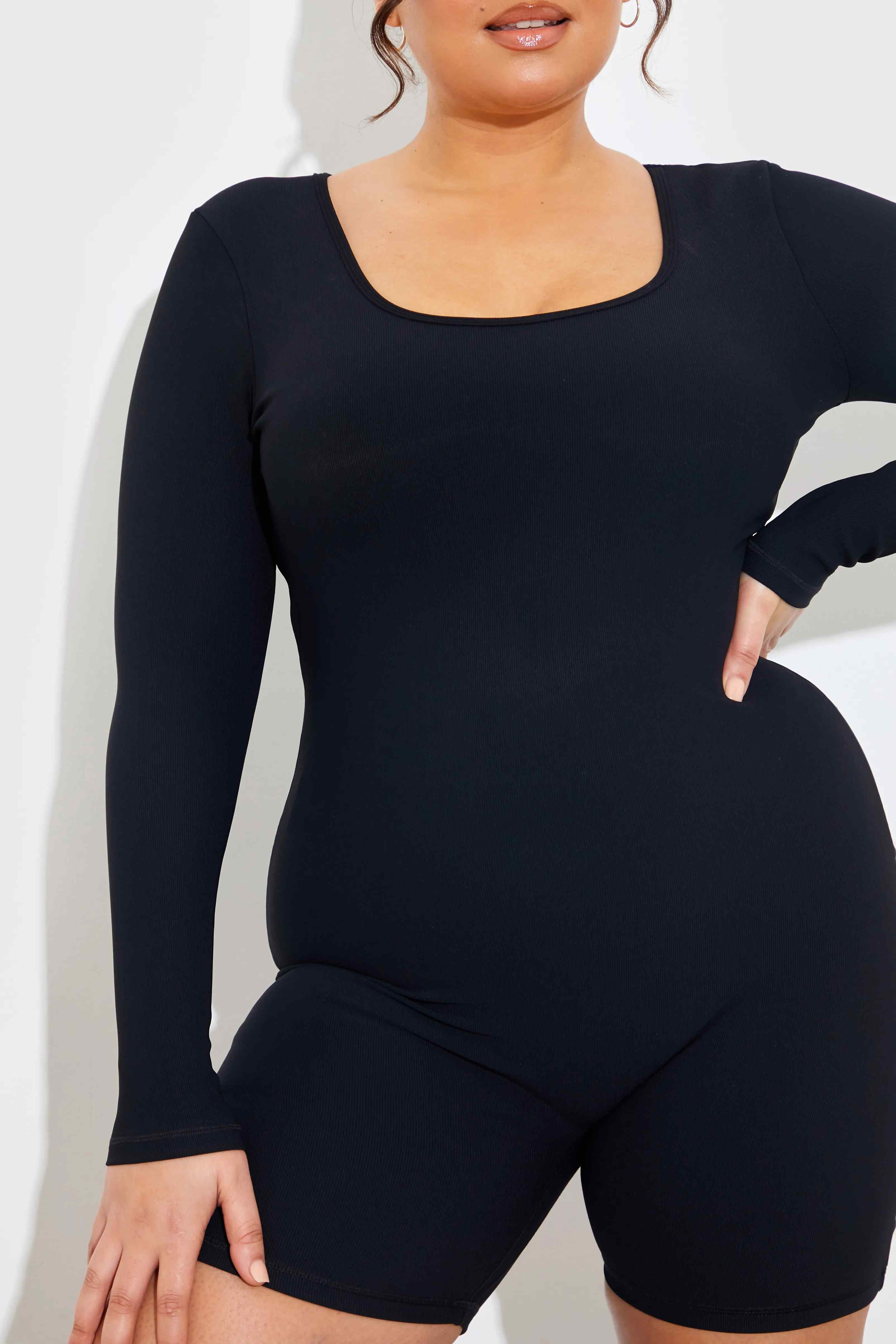 Built-In Bra Long Sleeve Sculpt and Control Short Unitard - Image 10