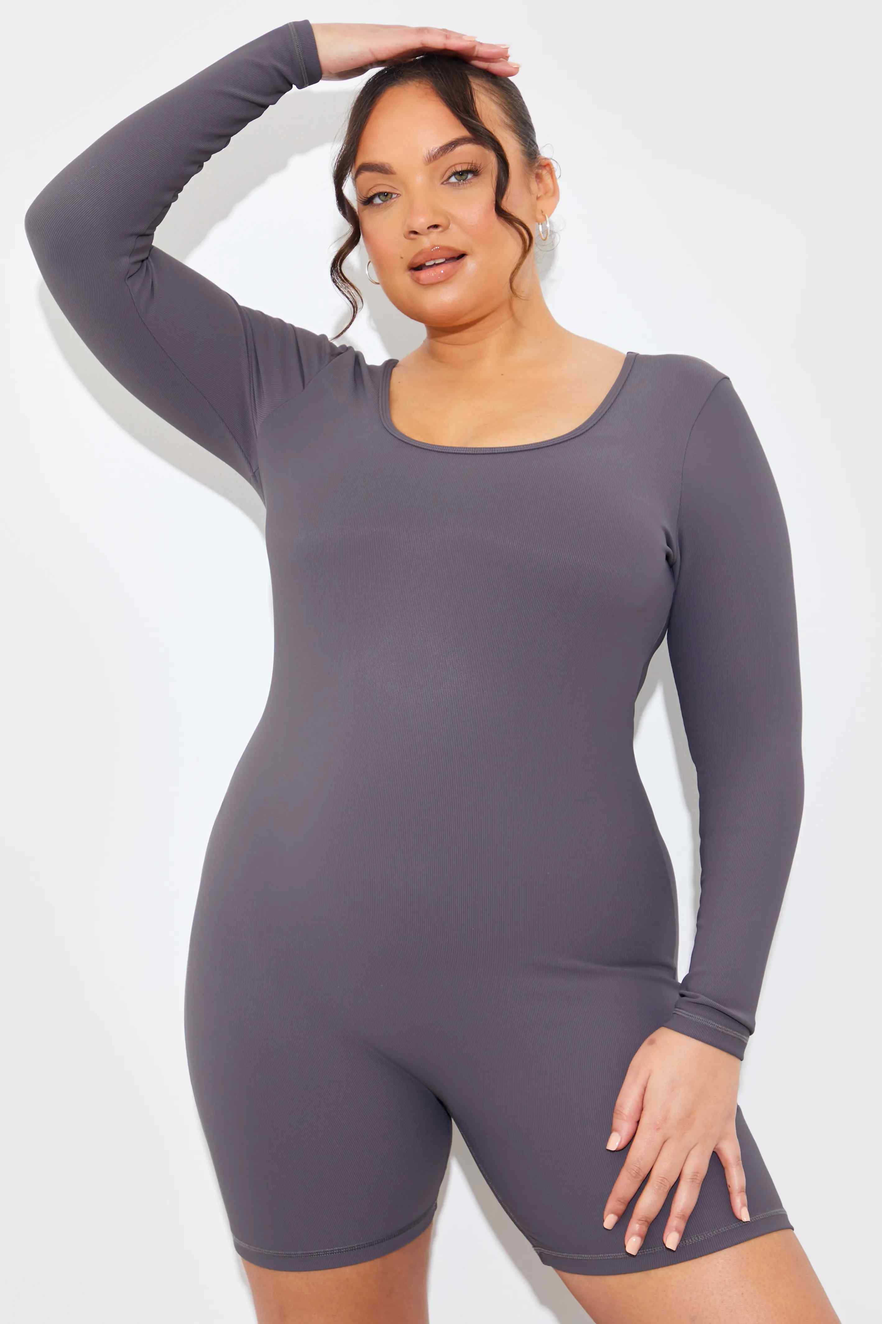 Built-In Bra Long Sleeve Sculpt and Control Short Unitard - Image 14
