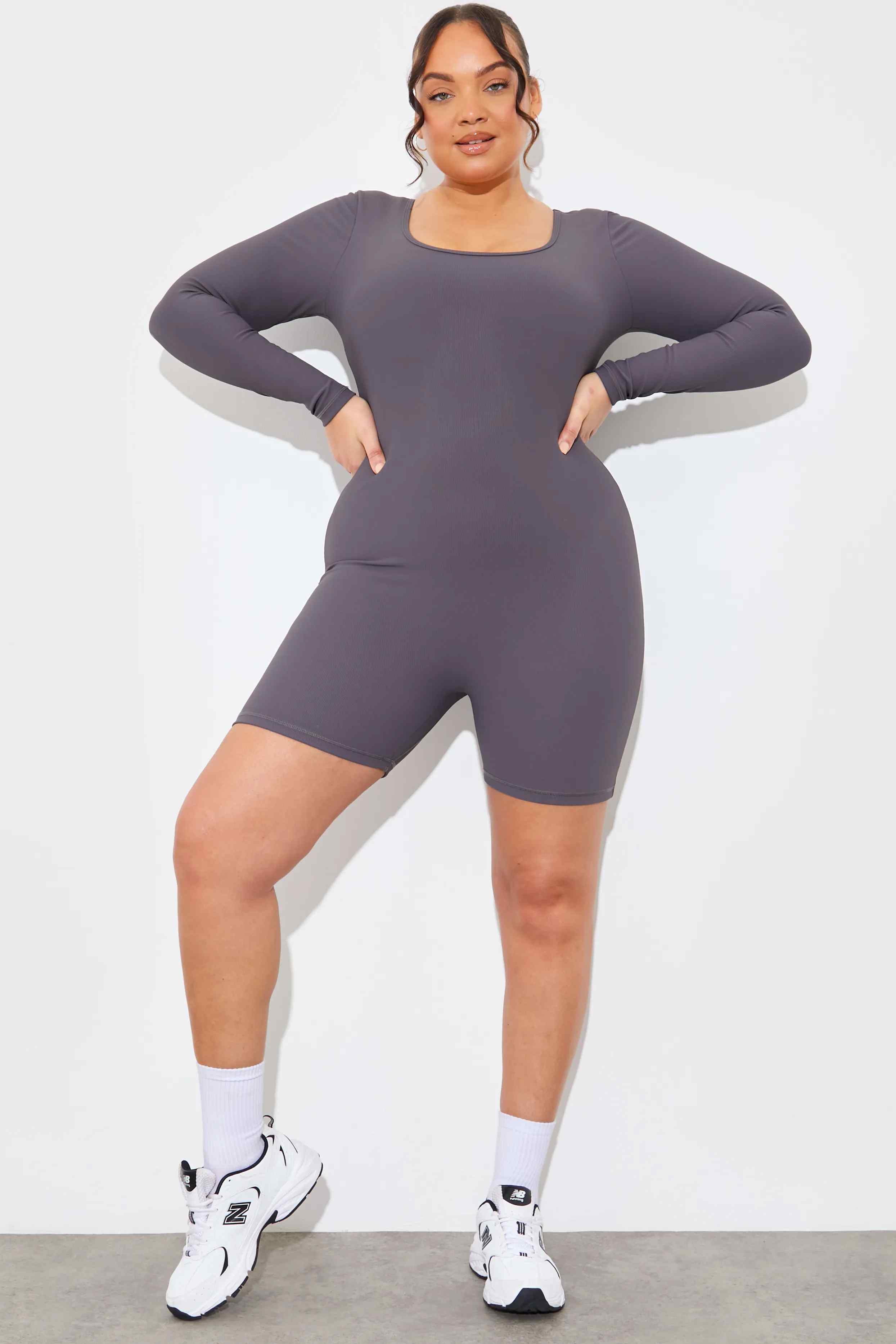 Built-In Bra Long Sleeve Sculpt and Control Short Unitard - Image 18
