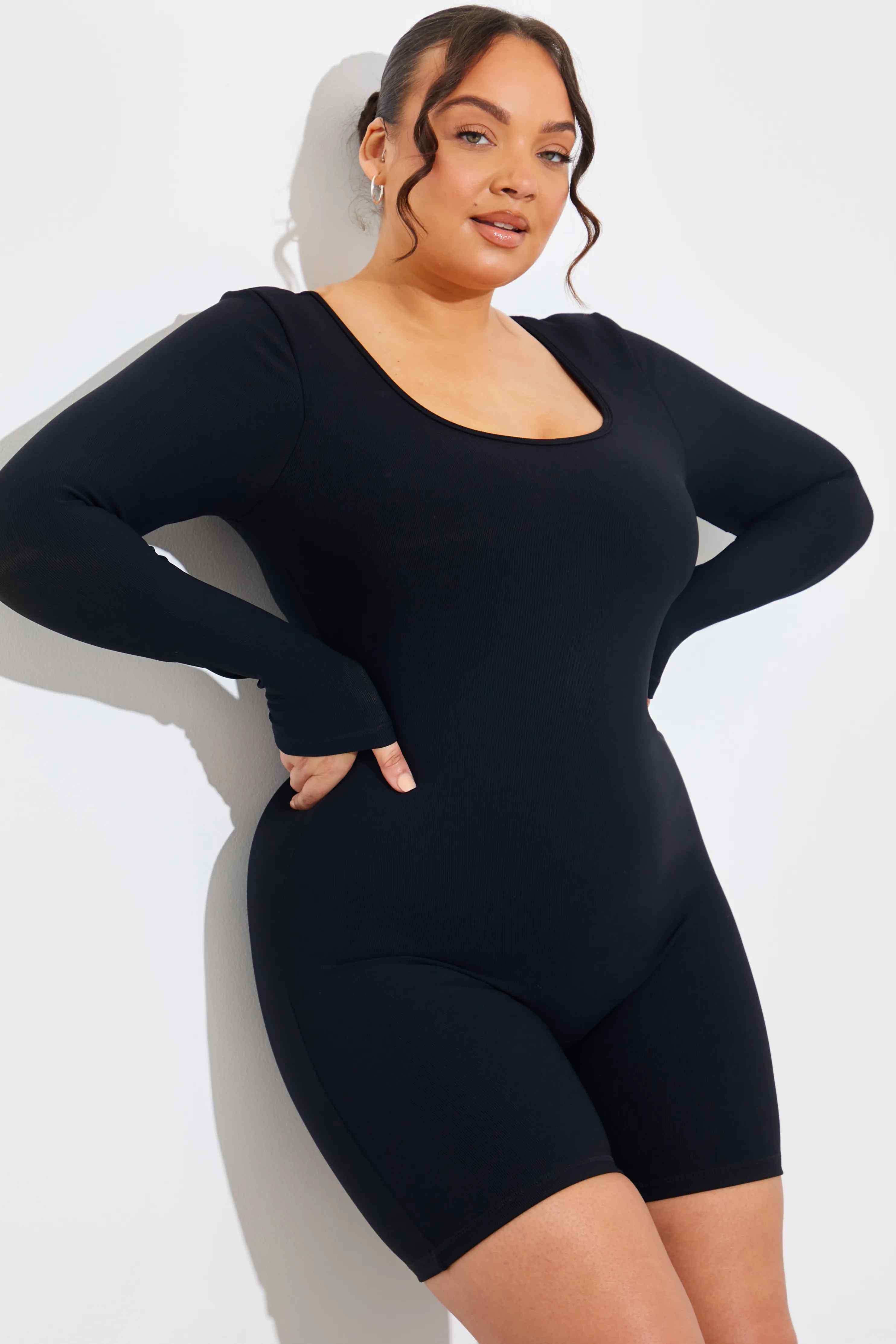 Built-In Bra Long Sleeve Sculpt and Control Short Unitard - Image 8