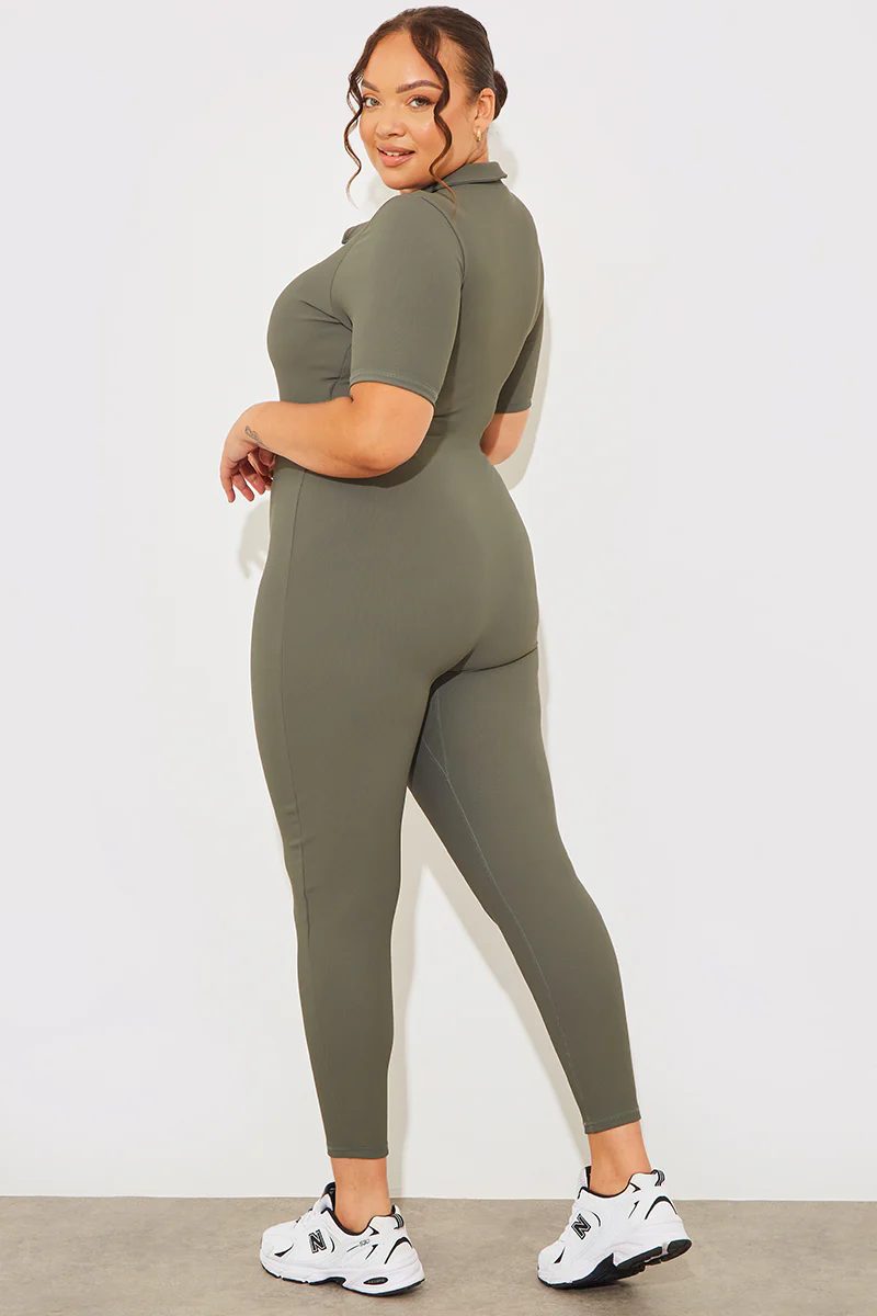 Built-In Bra Half Zip Short Sleeve Sculpt and Control Unitard - Image 16