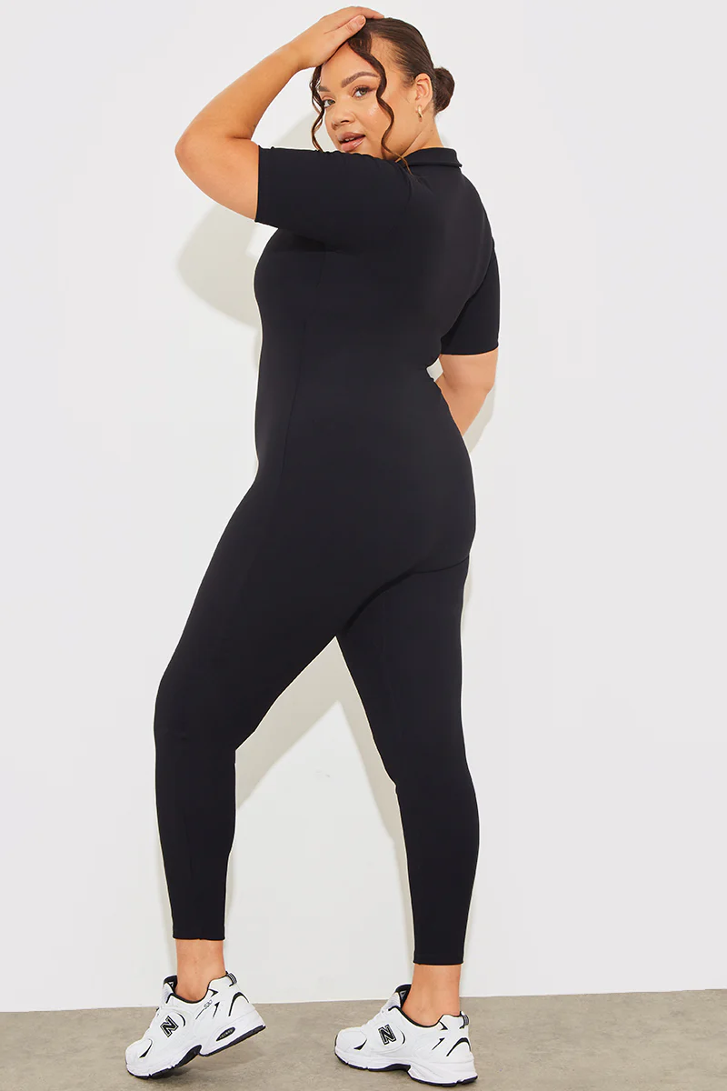 Built-In Bra Half Zip Short Sleeve Sculpt and Control Unitard - Image 8