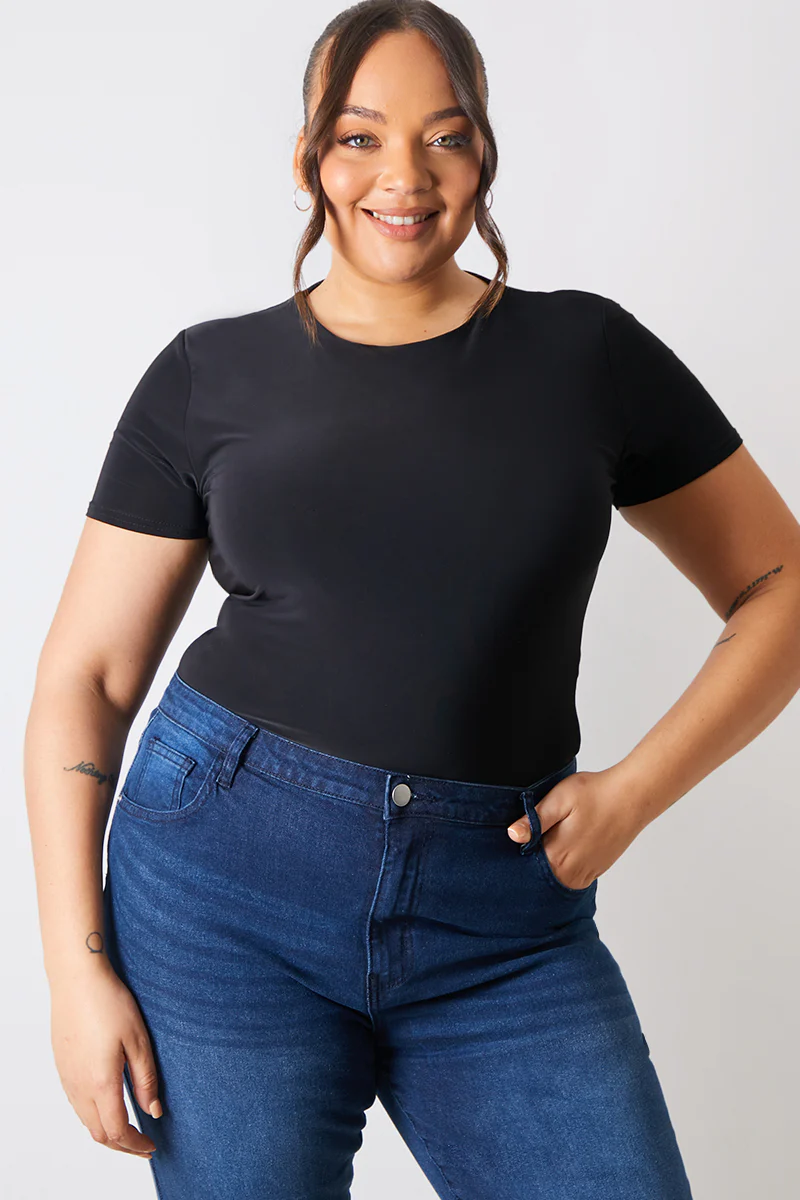 Short Sleeve Double Layer Slinky Bodysuit - Image 12