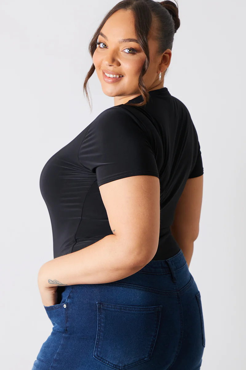 Short Sleeve Double Layer Slinky Bodysuit - Image 15