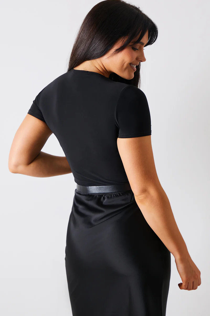 Short Sleeve Double Layer Slinky Bodysuit - Image 18