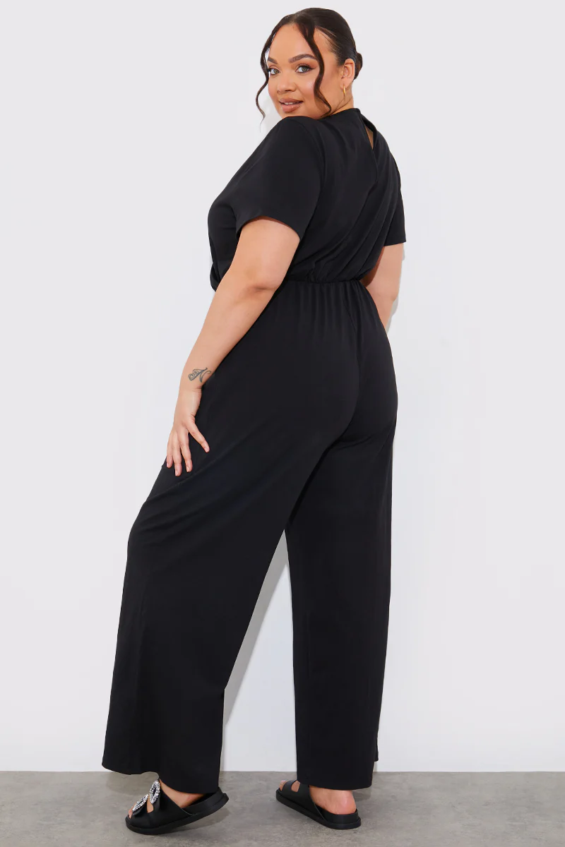 Short Sleeve Wrap Wide Leg Jumpsuit - Image 8