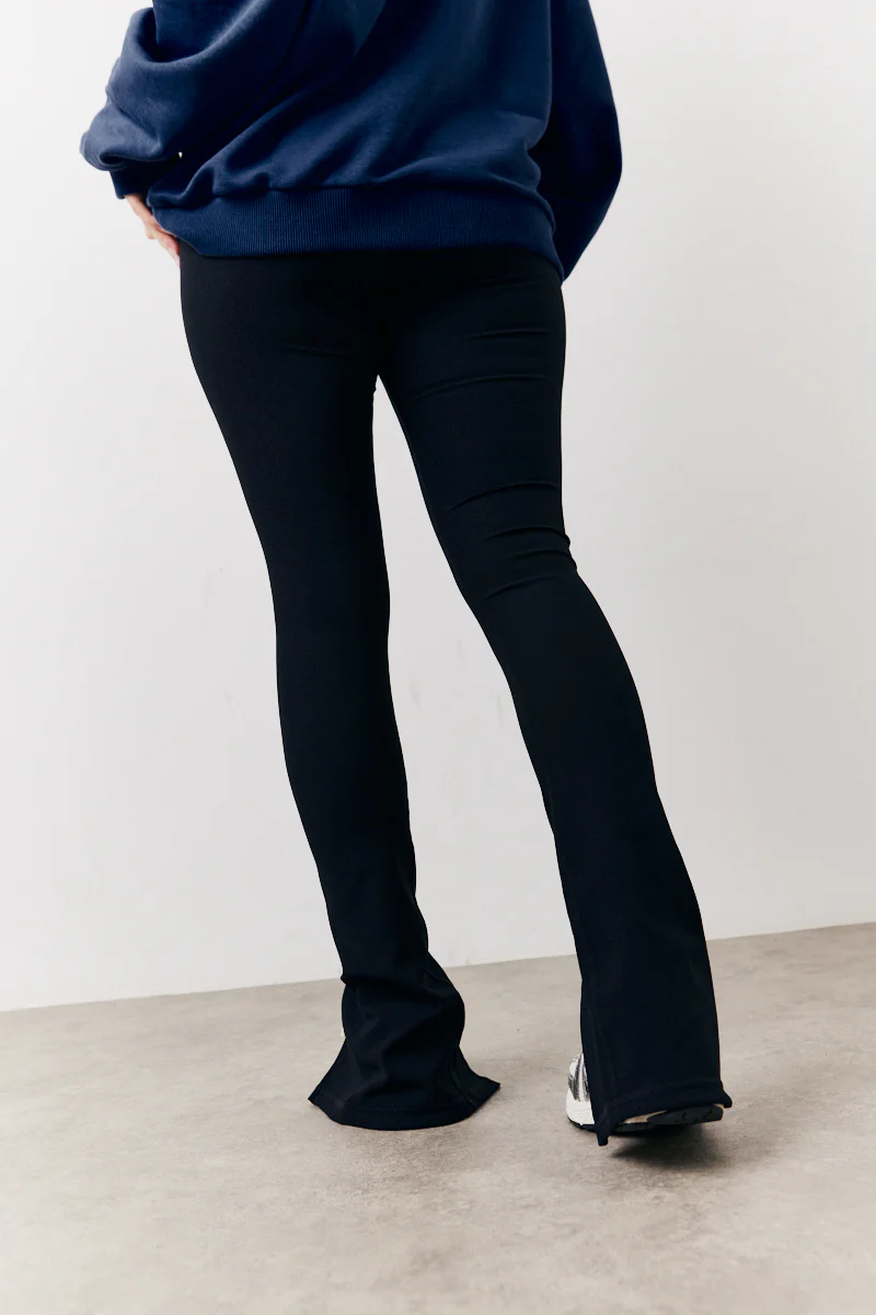 Black Sculpt & Control High Waisted Split Hem Ribbed Legging - Image 3